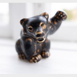 Royal Copenhagen Bear Figurine in Brown Glazed Porcelain � Repaired Ear � Reduced Price
