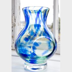 SEA Glasbruk �Sea� Lantern by Renate Stock � Blue &amp; Green Art Glass Vase / Candle Holder