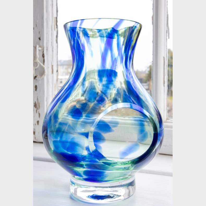 SEA Glasbruk �Sea� Lantern by Renate Stock � Blue &amp; Green Art Glass Vase / Candle Holder