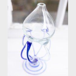 Handcrafted Murano-Style Art Glass Oil Lamp with Sculptural Blue Stem
