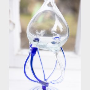 Handcrafted Murano-Style Art Glass Oil Lamp with Sculptural Blue Stem