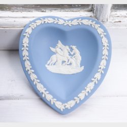 Heart-Shaped Wedgwood Jasperware Trinket Dish with Pegasus and Cherub