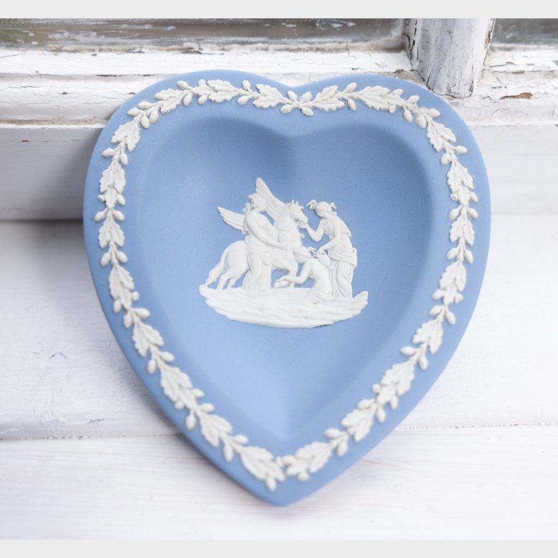 Heart-Shaped Wedgwood Jasperware Trinket Dish with Pegasus and Cherub