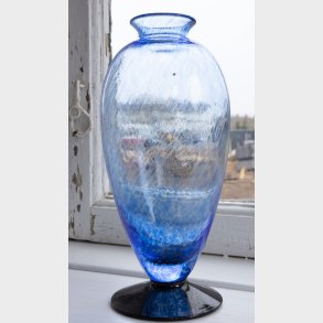 Antique Handblown Light Blue Glass Vase � Elegant Swirl Pattern, Unique Art Glass