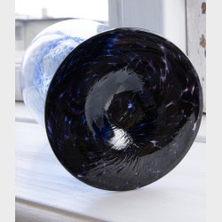 Antique Handblown Light Blue Glass Vase � Elegant Swirl Pattern, Unique Art Glass