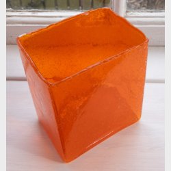 Vintage 1970s Swedish Orange Art Glass Vase � Textured Bubble Glass, Sculptural Form