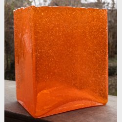Vintage 1970s Swedish Orange Art Glass Vase � Textured Bubble Glass, Sculptural Form