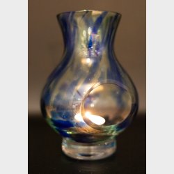 SEA Glasbruk �Sea� Lantern by Renate Stock � Blue &amp; Green Art Glass Vase / Candle Holder