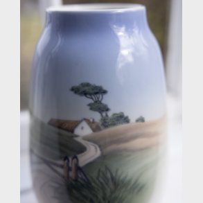 Vintage Royal Copenhagen Hand-Painted Porcelain Vase with Danish Countryside Scene � Mint Condition