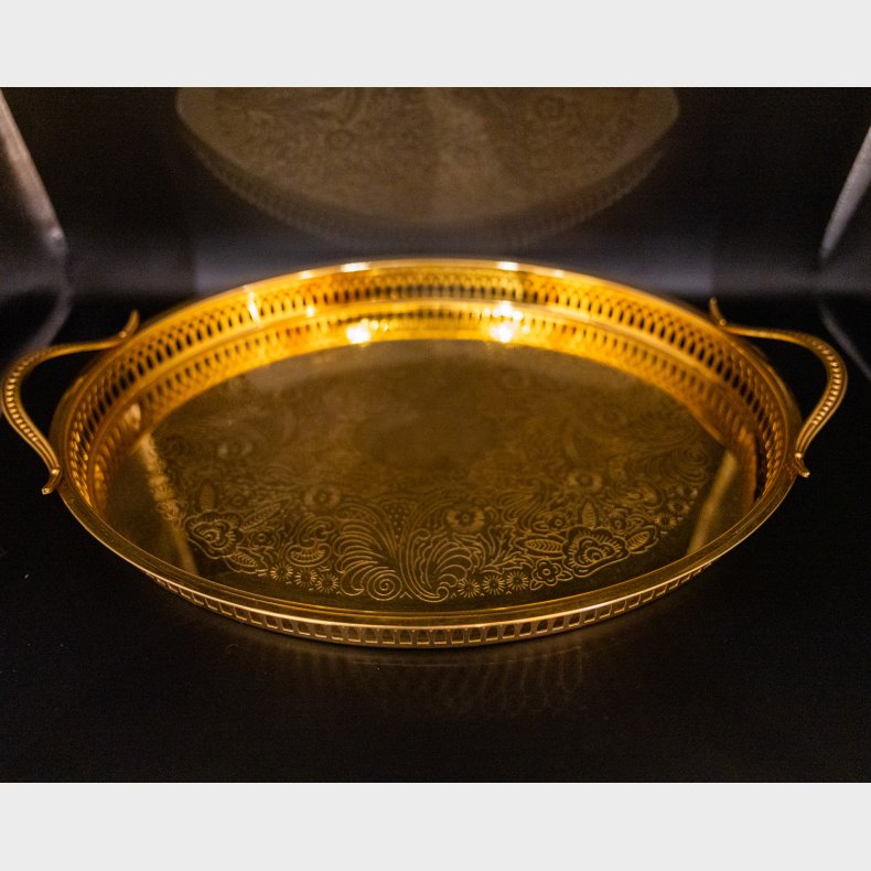 Scandia Guld Gold-Plated Serving Tray in Original Box � Elegant Engraved Design
