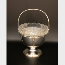 Silver-Plated Bowl with Cut Crystal Insert and Gilded Handle � Mint Condition
