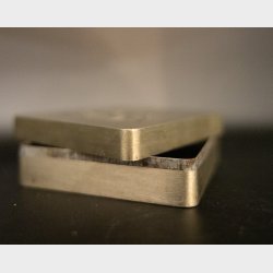 Vintage 1920s Chinese Pewter Ink Pad / Seal Box with Engraved Lid � Handcrafted Square Box with Hanzi Characters