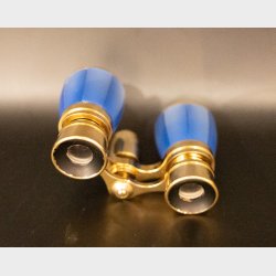 Antique Opera Glasses in Gilt Brass with Blue Enamel � Elegant &amp; Rare