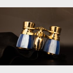Antique Opera Glasses in Gilt Brass with Blue Enamel � Elegant &amp; Rare