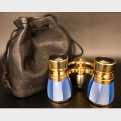 Antique Opera Glasses in Gilt Brass with Blue Enamel � Elegant &amp; Rare