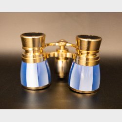 Antique Opera Glasses in Gilt Brass with Blue Enamel � Elegant &amp; Rare