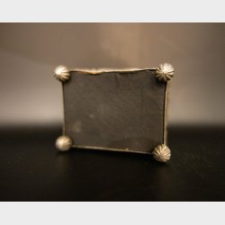 Elegant Vintage Pewter Trinket Box with Blue Velvet Lining