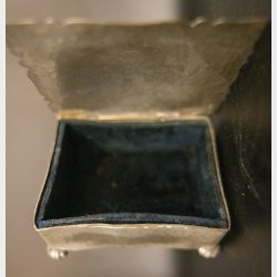 Elegant Vintage Pewter Trinket Box with Blue Velvet Lining