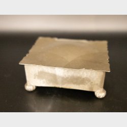 Elegant Vintage Pewter Trinket Box with Blue Velvet Lining