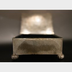 Elegant Vintage Pewter Trinket Box with Blue Velvet Lining