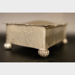 Elegant Vintage Pewter Trinket Box with Blue Velvet Lining