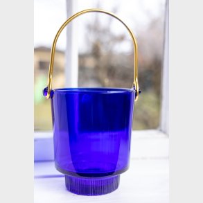 Riihim�ki Cobalt Blue Crystal Ice Bucket with Brass Handle