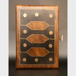 Vintage Mahogany Jewellery Box with Brass Inlay