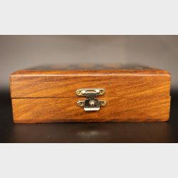 Vintage Mahogany Jewellery Box with Brass Inlay