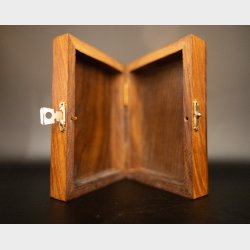 Vintage Mahogany Jewellery Box with Brass Inlay