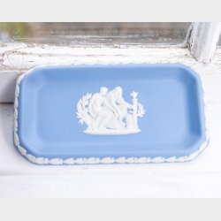 Classic Wedgwood Jasperware Light Blue Rectangular Trinket Tray