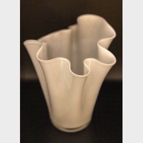 Elegant White Art Vase with Sculptural Ruffled Rim