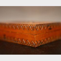 Vintage Wooden Beauty Case with Mirror and Carved Details