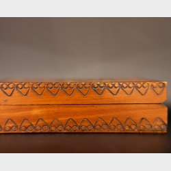 Vintage Wooden Beauty Case with Mirror and Carved Details