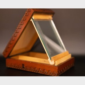 Vintage Wooden Beauty Case with Mirror and Carved Details