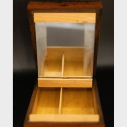 Vintage Wooden Beauty Case with Mirror and Carved Details