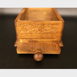 Beautiful Hand-Carved Wooden Box with Bone Inlay � Decorative Storage with Drawer