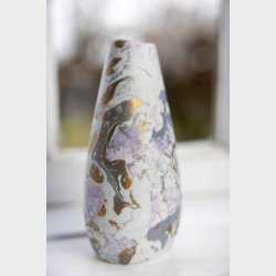 Handmade Porcelain Vase with Gold, Grey and Rose Colours � 16 cm